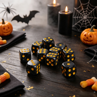 Dés de jeu de société durables pour adultes, en acrylique, forme cube, motif nacré, coins arrondis, numérotés, finition noir et or, pour 4 joueurs
