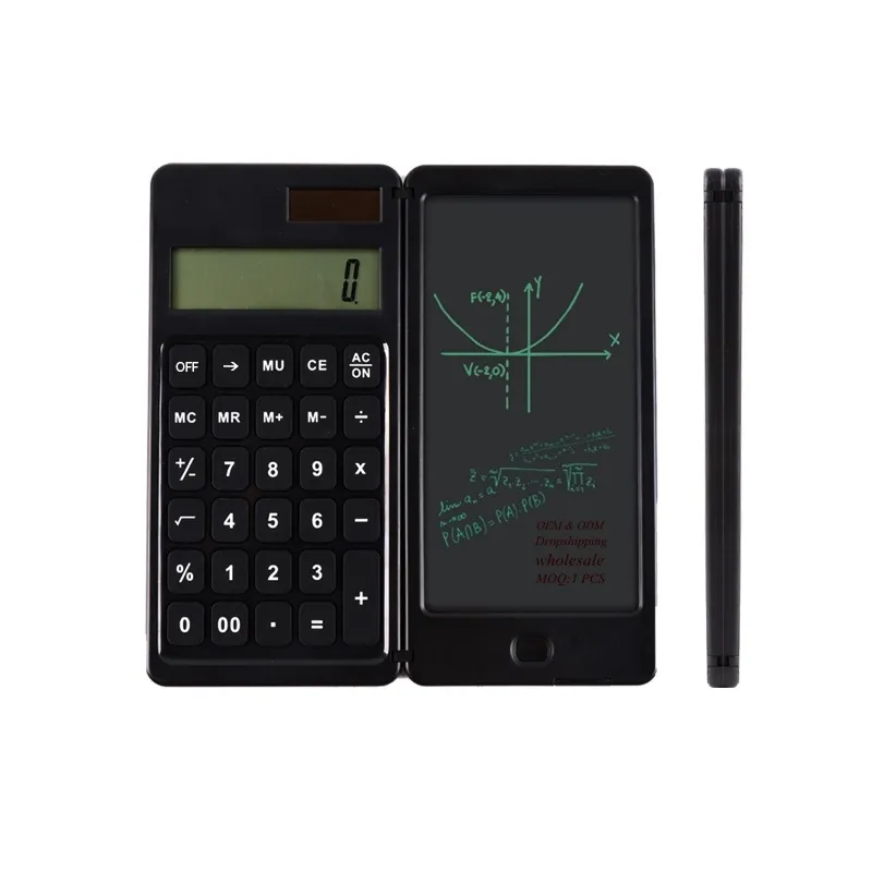ホット販売6インチ学習ビジネスオフィスデジタルLCD製図板折りたたみ式ソーラー電卓ライティングタブレット付き