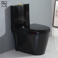 Cuvette de toilette en porcelaine noire de haute qualité, à double chasse d'eau, design moderne, montage au sol, siphon en S, céramique pour salles de bain