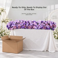 Guirlande de fleurs artificielle longue pour table, style européen luxueux violet, pour anniversaire, banquet, décoration de fenêtre