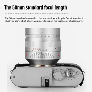 TTArtisan 50mm F0.95 <span class=keywords><strong>Objectif</strong></span> à mise au point manuelle plein cadre <span class=keywords><strong>Objectif</strong></span> en aluminium à grande ouverture pour appareils photo à monture M Couleur argent et titane - Product Image 5