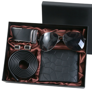 Set Regalo da Uomo: Cintura in Pelle, Occhiali da Sole, Portafoglio e Porta Carte - Regalo Pratico per la Festa del Papà - Premium Cross-border - Product Image 1