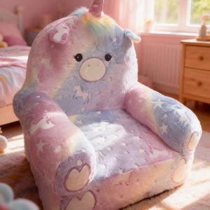 Poltroncina Luminosa per Bambini in Materiale PU, Divano Piccolo Mobile con Design Cartoon, Comoda Sedia per Lettura Notturna - Product Image 1