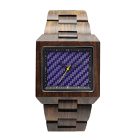 Montres de luxe pour hommes en bois et bambou, cadran carré en verre de quartz gaufré, best-seller