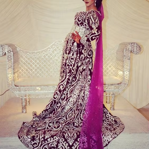 Robe élégante ATIYA LIBAS Lehenga Choli avec voile et broderie Zardozi lourde en acétate longueur au sol pour fête et mariage - Product Image 2