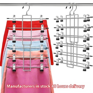Wholesale Space Saving <b>Hanging</b> Closet Organizer 6 Tiers Skirt Hangers Pant with Clips & 360. Swivel Hook - Product Image 6