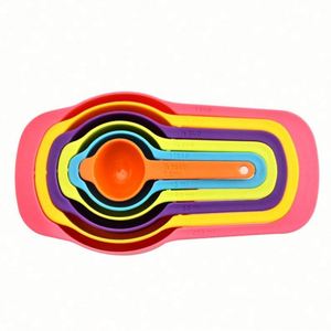 Cheap Eco-Friendly Kitchen Backing Tool 6-Piece Rainbow Multicolor PP Plastic Liquid <b>Measuring</b> <b>Spoons</b> and Cups Set - Product Image 2