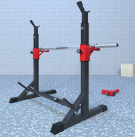 Support de barre d'haltères et de squat réglable en acier pour salle de sport à domicile, robuste et stable, charge maximale de 200 lb, option de logo personnalisé