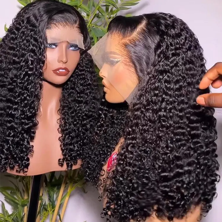 Burmese curly raw vietnamese 13X4 swiss HD full frontal lace virgin human hair wigs