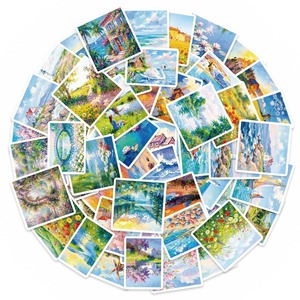 สติกเกอร์ไวนิลลายภาพวาดสีน้ำมันแนวนอน 56 แบบใหม่ ป้องกันรังสียูวี สติกเกอร์ตกแต่งฉากท่องเที่ยวสุดสร้างสรรค์ - Product Image 2