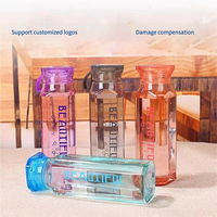 Vente en gros de 500ml verres en verre à motif de diamant avec logo personnalisé bouteille d'eau pour enfants gobelet transparent étanche cadeau de rentrée des classes