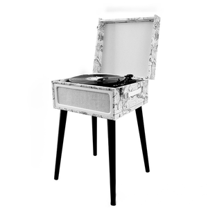 Centro de música y entretenimiento con <span class=keywords><strong>tocadiscos</strong></span> 5 en 1 con radio FM inalámbrica BT, soporte de madera con grabadora <span class=keywords><strong>USB</strong></span> y <span class=keywords><strong>tocadiscos</strong></span> de 3 velocidades - Product Image 5