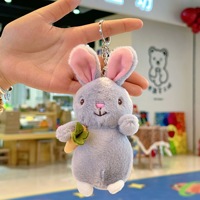 Adorable porte-clés en peluche, animal en peluche personnalisé, lapin doux et moelleux avec carotte suspendue, porte-clés pour voiture