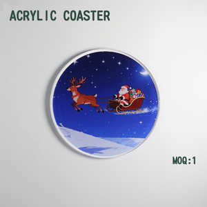 Christmas Theme Acrylic Coaster 10x10cm Waterproof UV Printed for Beverage Cups and Promotional Use