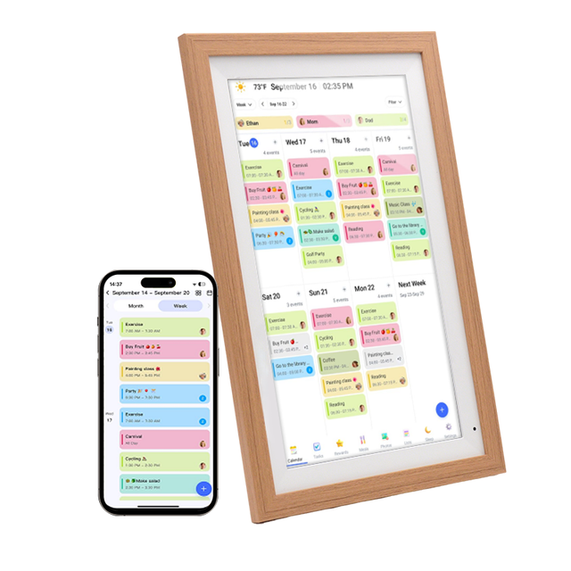 Factory Direct Supply 15.6 Inch Touchscreen Smart Digital Calendar Wi-Fi Sync Family Schedule Chore Chart Photo Display