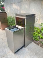 Poubelle commerciale en acier inoxydable sur pied pour l'extérieur, idéale pour la gestion des déchets dans les hôtels et les entrées d'ascenseurs – Design élégant