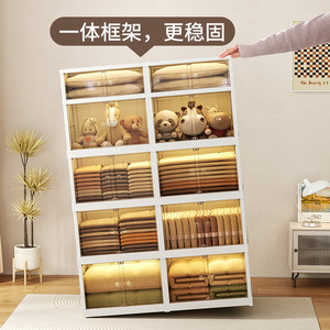 Armoire de rangement en plastique pour jouets, vêtements et livres d'enfants avec portes transparentes, pliable, usage domestique, modèle 9102 9104 - Product Image 5