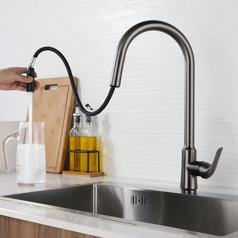 hot sale stainless steel pull out european kitchen faucet High Quality Modern gun grey kitchen classic faucet