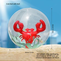 Ballon de plage gonflable en PVC épais, motif animal ou fruit, jouet d'extérieur pour enfants de 7 à 14 ans, avec emballage OPP séparé, vente en gros