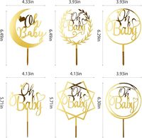 Goldener 'Oh Baby' Kuchenaufsatz aus Acryl für Babyparty, Mädchen- und Jungen-Geburtstage, Erstkommunion und Dessert-Dekorationen