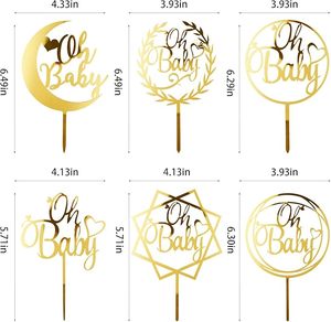 Décoration de gâteau dorée « Oh Baby » en acrylique pour fête prénatale, anniversaire de fille ou garçon, première <span class=keywords><strong>communion</strong></span>, desserts - Product Image 5