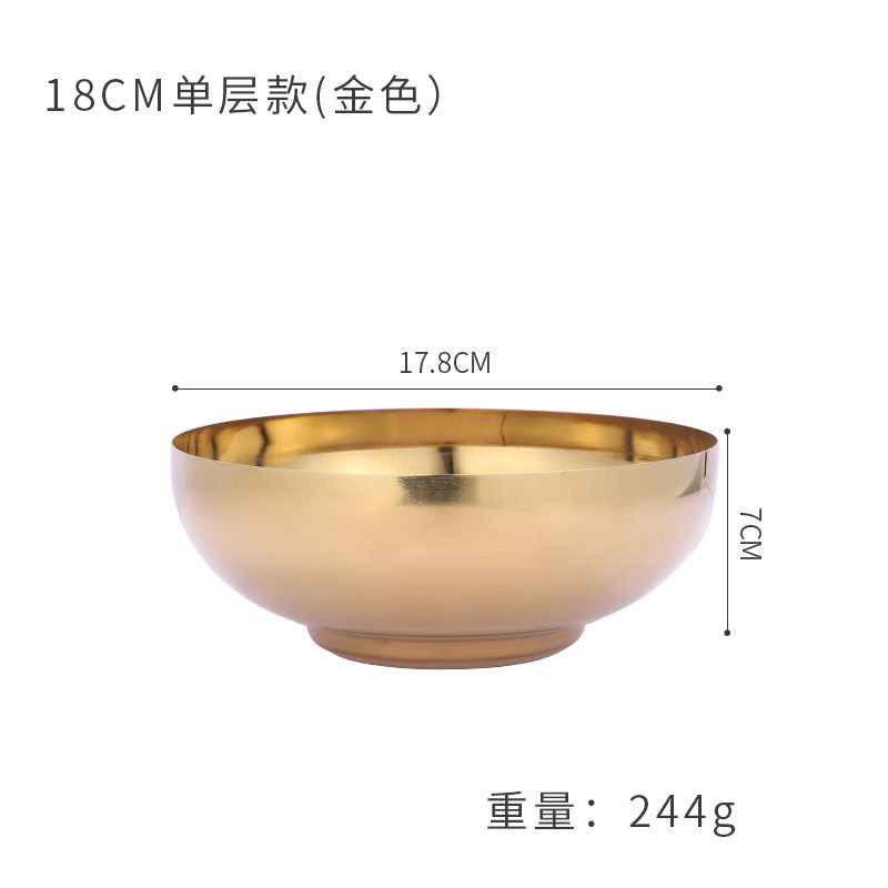 18cm Single-Layer Cold Noodle Bowl (Glossy Gold)
