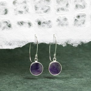 Purple Amethyst Long Circle Drop <b>Earrings</b> 925 Sterling Silver Minimalist Modern Gemstone <b>Earrings</b> Gift For Her - Product Image 6