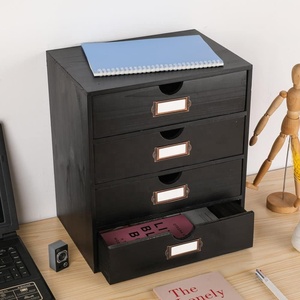 Rangement <span class=keywords><strong>en</strong></span> <span class=keywords><strong>bois</strong></span> Boîte de rangement de bureau avec 4 tiroirs Support d'accessoires de bureau Grand conteneur de stockage artisanal Armoire de <span class=keywords><strong>pharmacie</strong></span> pour femmes a - Product Image 2