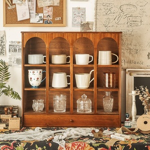 Porte-gobelets en bois de pin massif, mini-armoire de <span class=keywords><strong>rangement</strong></span> pour maisons de poupées, cuisine, salon, utilisation murale, multifonctionnel - Product Image 3