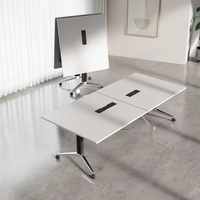 Table de conférence pliable en bambou long, avec roulettes épaissies, design moderne et minimaliste, mobilier de bureau haut de gamme, pieds en métal