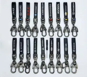 Tùy Chỉnh Biểu Tượng Da Kẽm Hợp Kim Xe Xe Máy Phụ Kiện Mens Keychain Dây Buộc