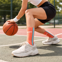 Chaussettes de course de haute qualité, logo personnalisé, matière respirante en élasthanne/coton, couleurs bleu, vert, rose, anti-tricot, mi-tube