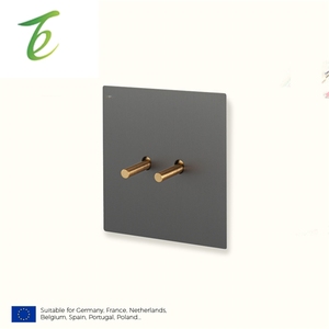 Avoir Prise Murale USB Grise Vintage 220V Europe FR avec Interrupteur à Levier Doré 1 Gang 2 Voies 16A Certifié CE Type 86 - Product Image 1