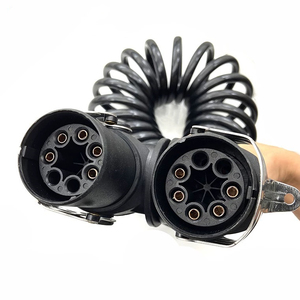 Remolque de camión resistente ABS Cable espiral eléctrico de 7 núcleos con dos enchufes de plástico asidero rojo - Product Image 2