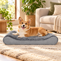 Matelas orthopédique ergonomique à rebord incurvé pour animaux de compagnie, lit doux en polaire Sherpa pour chien et chat, housse amovible pour repos intérieur OEM ODM