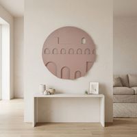 Art Deco Stone House Round Wall Art (LK-26080) - Décoration murale ronde en MDF pour salon