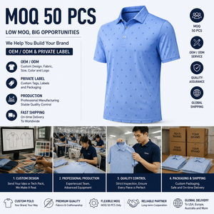 Custom Light Blue Golf Polo Shirts Men Small <b>Cross</b> Pattern Short Sleeve Private Label OEM ODM Manufacturer - Product Image 4