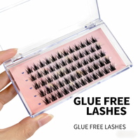 Nouveau Kit de Cils en Grappes Volume Manga Fluffy Wispy Style Fée, en Vison Synthétique Réutilisable, Imperméable, Fabriqué à la Machine, Tige en Coton Noir
