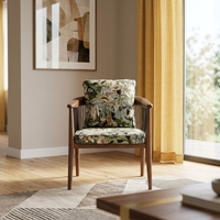Fauteuil de salon et chaise de salle à manger MULIGNA Wabi-Sabi en bois massif avec revêtement en cuir souple pour la maison, la chambre et l'hôtel