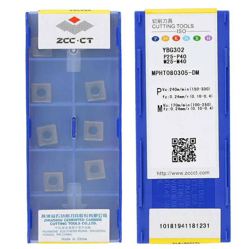 ZCC.CT токарный станок с ЧПУ внешний режущий инструмент MPHT080305-DM YBG302 квадратная форма карбидная фрезерная вставка токарный инструмент OEM поддержка