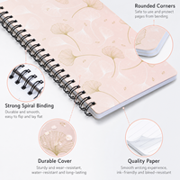 Carnet à spirale personnalisé, couverture florale rose Ginkgo, 6 motifs assortis, pages lignées, personnalisation de marque, OEM, ODM, commande en gros