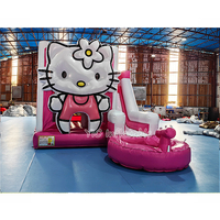 Château gonflable rose pour enfants avec piscine pour la location, certifié EN14960