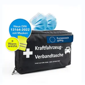 Sac médical d'urgence pour voiture DIN 13164 Kit de survie de premiers soins portable pour voyage en plein air Kit de premiers soins pour voiture