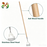 Kit d'outils de jardin robustes à long manche en bois : Hachette oscillante, Cultivateur, Couteau de terrasse, Désherbeur, Kit de culture pour l'entretien des jardins