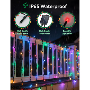 Aigostar luci di natale all'aperto 100 LED 8 modalità IP65 solare per feste 3M + 5M * 0.6M tende di luce di natale - Product Image 2