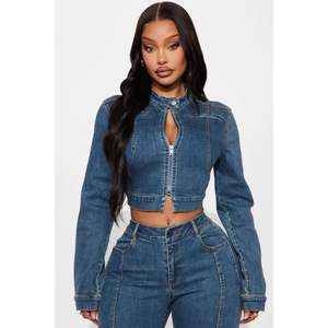 Ensemble en jean personnalisé 2026 pour femme : veste courte à manches longues et jean, tenue 2 pièces style Y2K en coton avec détails de fermeture éclair - Product Image 2