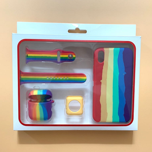 Nuovo Set Completo Colorato in Silicone Morbido per <span class=keywords><strong>Apple</strong></span> <span class=keywords><strong>Watch</strong></span>: Cinturino + Cover per Quadrante + Cover per Telefono + Custodia per Auricolari per <span class=keywords><strong>Apple</strong></span> Iwatch - Product Image 3