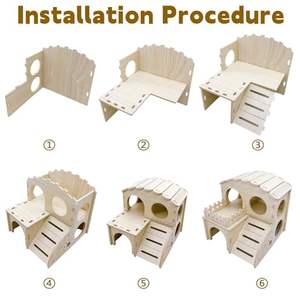 Maison en bois pour hamster, cachette en bois pour hamster, <span class=keywords><strong>labyrinthe</strong></span> à deux étages avec échelle d'escalade pour gerbille syrienne, <span class=keywords><strong>souris</strong></span> - Product Image 5