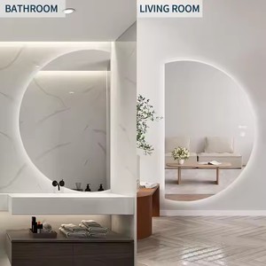 Grande inteligente meia lua espelho do banho com luz LED parede decorativa banheiro semicírculo espelhos irregulares - Product Image 6