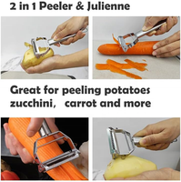 Éplucheur multi-pommes de terre en acier inoxydable, double lame, 2 en 1, éplucheur multifonctionnel et ensemble julienne avec plaque à râper